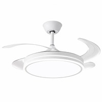 Ventilateur de plafond LED moderne et économe en énergie pour chambre à coucher, 42 pouces, rétractable, 3 moteurs DC silencieux, télécommande, intensité variable, en fer et ABS