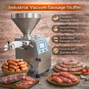 Machine industrielle de remplissage de saucisses sous vide, remplisseuse automatique de saucisses, chorizo et jambon pour usine de saucisses, équipement de transformation de la viande - Product Image 1