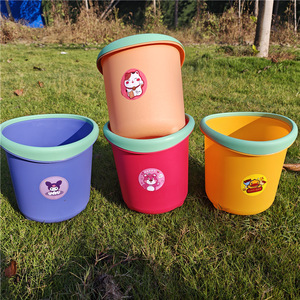 Cartoon Cylindrical Trash Can With <b>Lid</b> Indoor Outdoor Storage <b>Bin</b> For Kitchen Living Room Strawberry Bear Yellow Duck Kuromi - Product Image 3