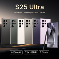 Teléfono inteligente S25 Ultra 5G 48 + 108MP Dual SIM 16GB + 1TB Deca Core CPU Pantalla HD Teléfono móvil inteligente para juegos Teléfonos móviles Dual Sim
