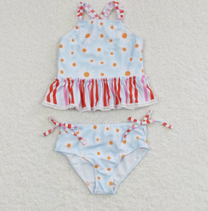 Traje de Baño Floral de Dos Piezas para Niñas, Conjunto de Tankini con Volantes, Ropa de Baño Infantil de Boutique al por Mayor - Product Image 3