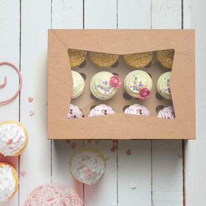 <span class=keywords><strong>2025</strong></span> tái chế biểu tượng tùy chỉnh màu nâu kraft giấy quà tặng <span class=keywords><strong>Cupcake</strong></span> hộp với rõ ràng cửa sổ vật nuôi - Product Image 6