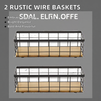 Lot de 2 petites paniers en fil métallique style ferme avec poignées, à un seul niveau, mobiles et empilables, pour salle de bain, comptoir et cuisine