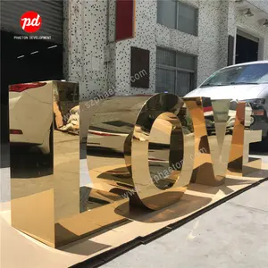 Mirror gold metal table letters for wedding supplies, wedding love letter cake table for wedding decoration