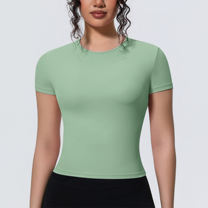 Camisetas de Yoga Transpirables Ajustadas al Cuerpo para Mujer, Tops Deportivos para Entrenamiento y Fitness - Product Image 4