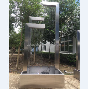 Ev dekor paslanmaz çelik aynalı duvar şelale çeşme iç ve dış dekorasyon için Led ışıkları ile - Product Image 6