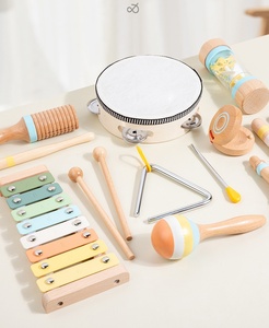 Ensemble d'instruments de musique en bois en gros, jouets en bois, xylophone, tambourin, maracas, triangle, ensemble de 6 pièces - Product Image 3