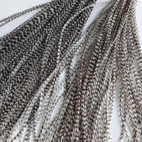 Vente en gros 10-12 "/25-30cm Plumes de selle naturelles Grizzly Coq Hackle pour extensions de cheveux attachant des mouches