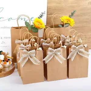 Sacchetto regalo di ritorno personalizzato sacchetto di carta kraft per la spesa con manici sacchetto di carta kraft nera