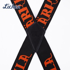 Op maat gemaakte logo modeontwerp 4 clips bretels PU leder X-stijl bretels polyester elastisch geweven breed 5CM stalen gesp OEM service - Product Image 3