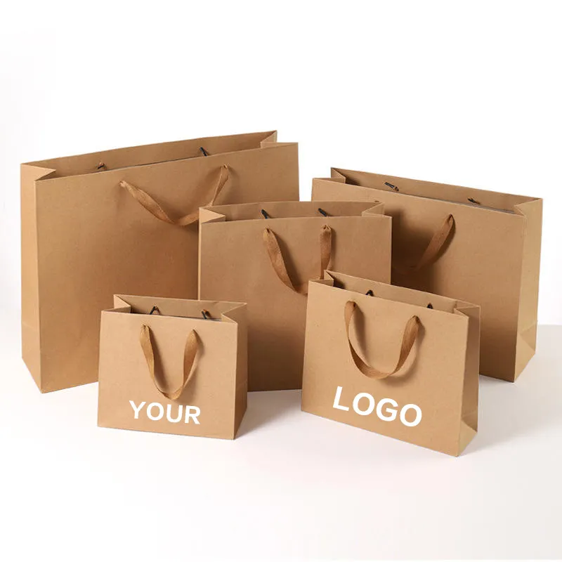 Custom retail Kraft Paper Shopping Clothing shopping Gift Bag Luxury Handle mini packaging Printed Paper Bag with logos