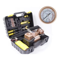 Boîte en plastique Compresseur d'air de voiture Pompe à pneu Gonfleur d'air automatique avec lumière LED Outil de réparation de pneu Gonfleur de pneu de voiture avec boîte à outils