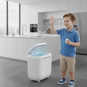 Poubelle intelligente de salle de bain à détection de mouvement automatique en PP ABS, poubelle électrique moderne pour cuisine avec couvercle - Product Image 2