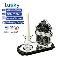 Maßgefertigter Schabbat-Kerzenhalter aus Lucite, Jüdischer Kerzenständer, Havdalah-Tischset, Zemirot-Halter mit Kerzenbecher