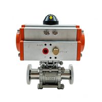 Vanne à boisseau sphérique sanitaire pneumatique de 1 pouce en acier inoxydable SS304/316L, raccord Tri-Clamp à souder pour l'industrie alimentaire, des boissons et pharmaceutique