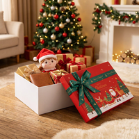 Boîte cadeau rigide en papier en deux parties pour Noël, personnalisée, avec ruban, pour emballage de cadeaux de Noël