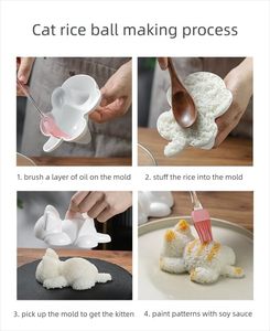 Moule à onigiri en forme de chat mignon, en plastique alimentaire, idéal pour les boulettes de riz, la préparation de musubi et de nigiri <span class=keywords><strong>sushi</strong></span> pour les enfants - Product Image 5