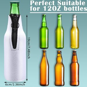 Fundas para Botellas de Cerveza Sublimables, Fundas de Neopreno Blancas con Cierre, Fundas para Latas, Aislantes para Botellas - Product Image 2