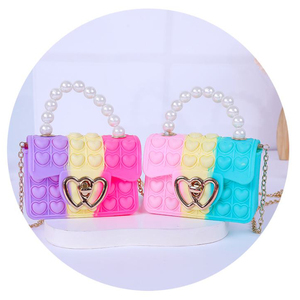 Mignon sac à main en silicone couleur bonbon jouet bulle Popits bandoulière enfants porte-monnaie et sacs à main pour petites filles - Product Image 3