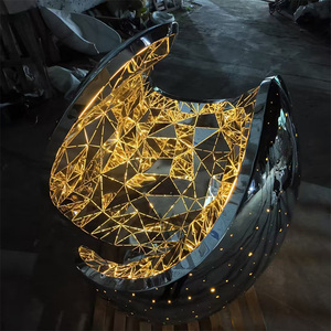 Instalación de Arte de luz al aire libre de lujo Centro comercial Decoración arquitectónica Paisaje nocturno Escultura de acero inoxidable iluminada - Product Image 3