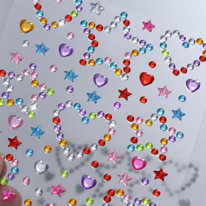 3D simpatiche gemme per il viso autoadesivi per bambini principessa tatuaggio temporaneo scintillante decorazione per il Costume per il trucco cuore/arco/stella - Product Image 3