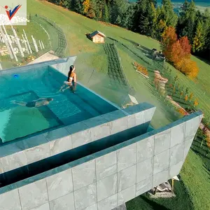 Les murs transparents de piscines dégagent le panneau inférieur acrylique de plancher, piscines en porte-à-faux piscine de ciel