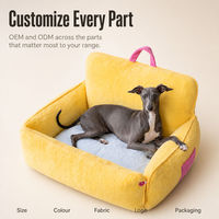 Canapé-lit pour animaux de compagnie OEM lavable avec dossier jaune et poignée de transport |   Nid portable pour chat et petit chien, utilisable en toutes saisons