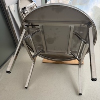Table ronde pliante en acier inoxydable robuste avec charnières à ressort renforcées, table de banquet pliante