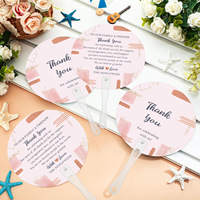 Kipas Tangan Plastik Bulat Sublimasi Custom untuk Pernikahan, Kipas Genggam Portabel, Kipas PP untuk Souvenir Promosi Tamu