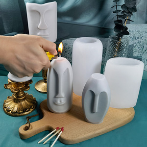 3D สร้างสรรค์สิ่งที่เป็นนามธรรมมนุษย์ใบหน้ารูปร่างอีพ็อกซี่ซิลิโคนเทียนแม่พิมพ์ DIY กลิ่นหอมเทียนตกแต่งแม่พิมพ์สำหรับเทียนทำ - Product Image 2