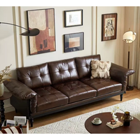 Sofá Seccional de Cuero Genuino de Lujo Premium Yu Si Ke Family, Estructura de Madera Maciza, Diseño Vintage, Dimensiones Personalizables