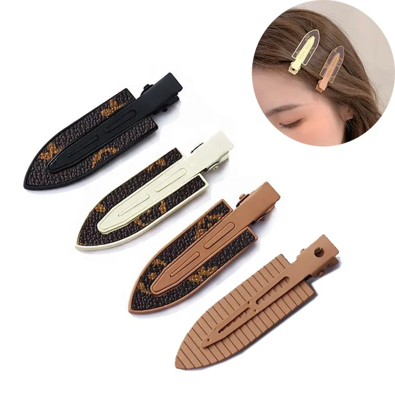 Luxus PU Leder Flat Styling Clip Keine Falten Curl Pins Bang Nahtlose Friseur Haars pangen für Make-up No Bend Haars pangen