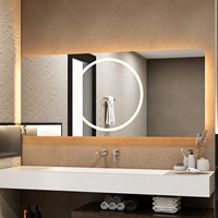 Miroir de salle de bain anti-buée mural moderne CF, forme rectangulaire, éclairage intégré, miroir LED intelligent à détection tactile pour hôtel