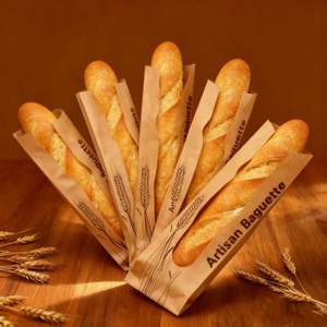 Sacs en papier kraft personnalisés durables pour pain français, avec fenêtres transparentes, en matériaux recyclés, impression sérigraphique, vente en gros - Product Image 1