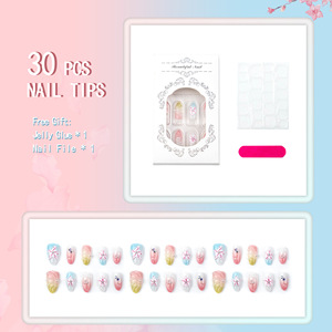 <span class=keywords><strong>Uñas</strong></span> Postizas Pre-diseñadas, 30 Piezas, Primavera-Verano, Populares, <span class=keywords><strong>Flor</strong></span> <span class=keywords><strong>de</strong></span> <span class=keywords><strong>Cerezo</strong></span> 3D Rosa, Forma <span class=keywords><strong>de</strong></span> Almendra, con Degradado Avanzado - Product Image 4