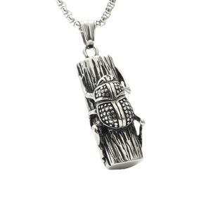 Yunnique Collar con colgante de tronco de árbol con insecto, plata tibetana, joyería de moda unisex, regalo - Product Image 1