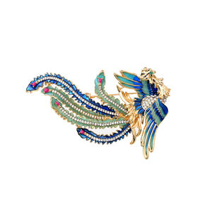 2025 새로운 국가 패션 럭셔리 블루 피닉스 브로치 치파오 울 코트 파티 선물을위한 비싼 경합금 코사지 - Product Image 5