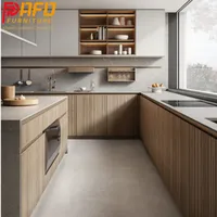 Armoires de cuisine modulaires personnalisées Refor RTA, comptoir haut de gamme en MDF et marbre, luxe léger, fabriqué en Chine pour usage domestique