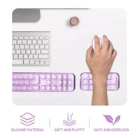 Ensemble de tapis de souris de jeu ergonomique pour gamer avec repose-poignet en gel, coussin en silicone transparent, résistant à l'eau, anti-rayures et anti-radiation