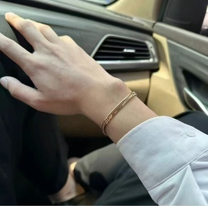 Bijoux en <span class=keywords><strong>or</strong></span>, <span class=keywords><strong>bracelet</strong></span> chaîne gourmette plaqué <span class=keywords><strong>or</strong></span> 18 carats, design à maillons plats à 6 facettes, bijoux en <span class=keywords><strong>or</strong></span> AU750 pour femmes - Product Image 6