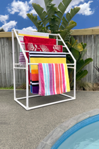 Portasciugamani verticale per tubi a bordo piscina per impieghi gravosi scaffale portasciugamani da spiaggia per piscina all'aperto in PVC - Product Image 5