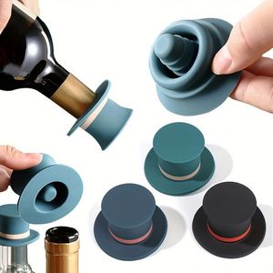 Food Grade Silicone Reusable Eco-Friendly Top-hat Shape <b>Wine</b> Bottle Stopper Leakproof with Tight Threaded Sealing - Product Image 1