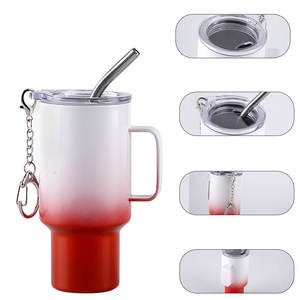 Mini vaso de chupito de doble pared de acero inoxidable de 4oz, color degradado, vaso de chupito con asa y tapa, Pajita con llavero - Product Image 4