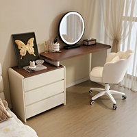 Nouvelle Coiffeuse de Luxe Moderne 2026 avec Miroir LED et Meuble de Maquillage en Bois pour Chambre à Coucher (Maison/Villa)