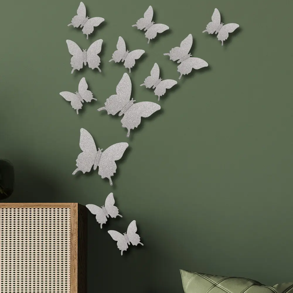 Removable Home and Room Decorative Durable Diy Metallic 3d Butterflies Wall Sticker