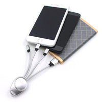 Usine 14CM MINI 3-en-1 porte-clés câble de charge avec lumière LED et veste en PVC compatible avec Android pour les téléphones Apple Type C