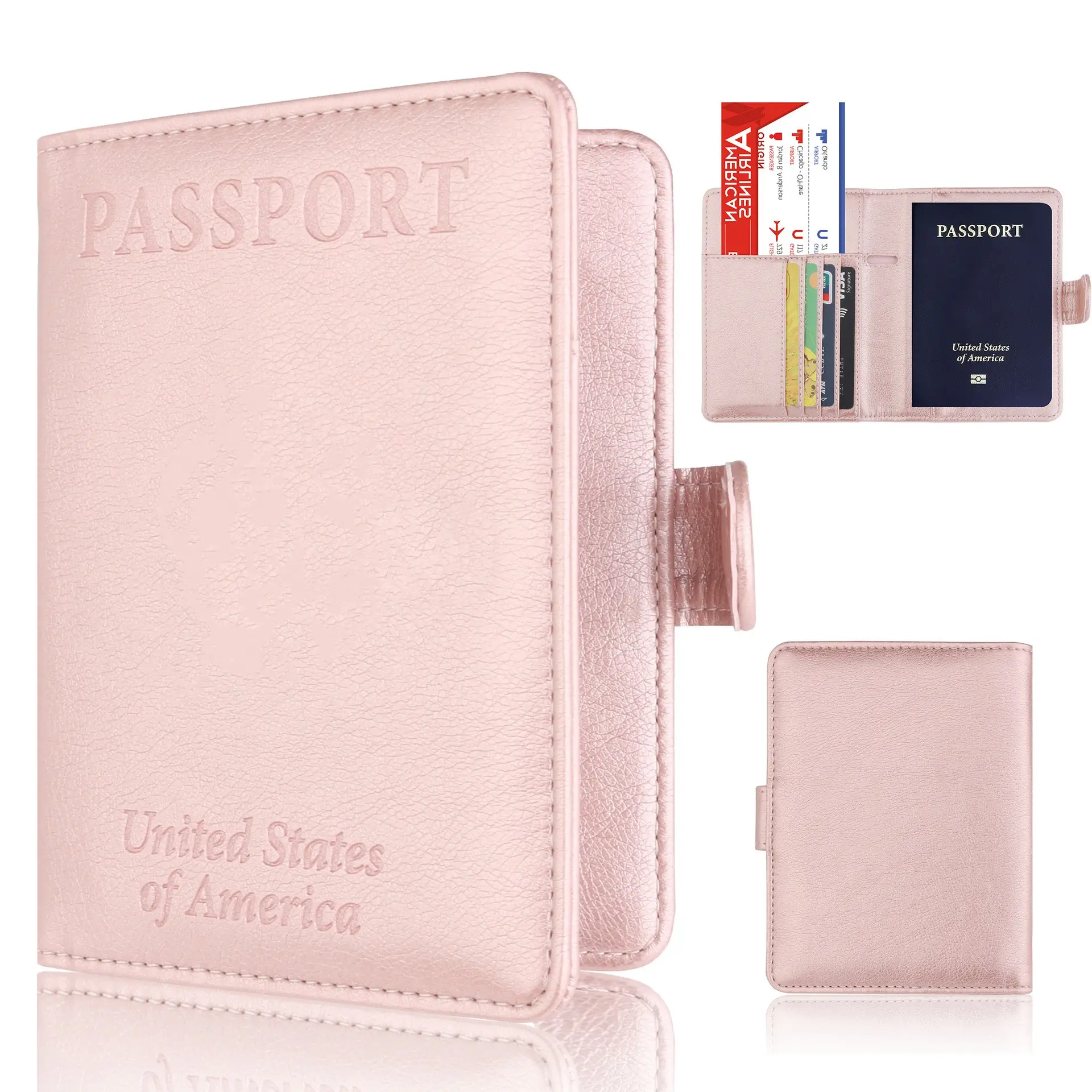 Yuhong American Passport Cover Pu Leather Passport Protection Cover Bank Card Set Multiple Card Ticket Wallet Cover