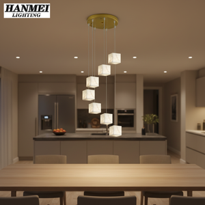 Modern Marble Square Pendant Lamp With E12 Bulb Base Warm <b>White</b> 3500K <b>Hanging</b> Home Lighting HM-PC-104 <b>Hanging</b> Chandelier Lamp HM - Product Image 2