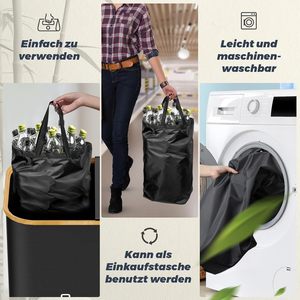 Cesta de Lavanderia Retangular 160L com Tecido Material 2 Compartimentos para Depósito Garrafas Coleta Recipiente com Tampa - Product Image 6