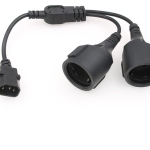 Cable de extensión C14 a Schuko con 2 tomas de 16A, PVC, IEC hembra, CEE macho - Product Image 1